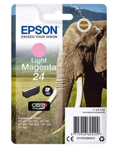 Epson Elephant Singlepack Light Magenta 24 Claria Photo HD Ink Epson Elephant Singlepack Light Magenta 24 Claria Photo HD Ink